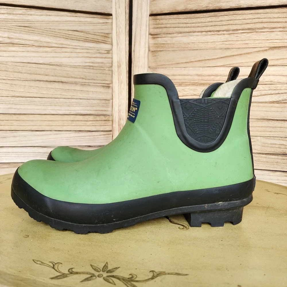 Pendleton Sz 10 Green Rubber Ankle Rain Boots Chelsea Waterproof Spring Pastel